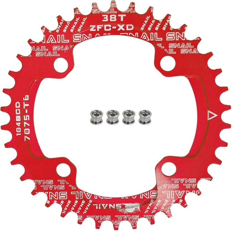 FOMTOR 104 BCD Chainring (30-52T) 7-12 Speed Compatible CNC 7075 Aluminum Narrow Wide Tooth Round Oval Chainrings for MTB/Road Bike Ebike Chainwheel Black/Red - Image 1